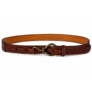 Vintage Orvis Mens Size 36 Leather Hook Belt Brown Brass Made USA Equestrian
